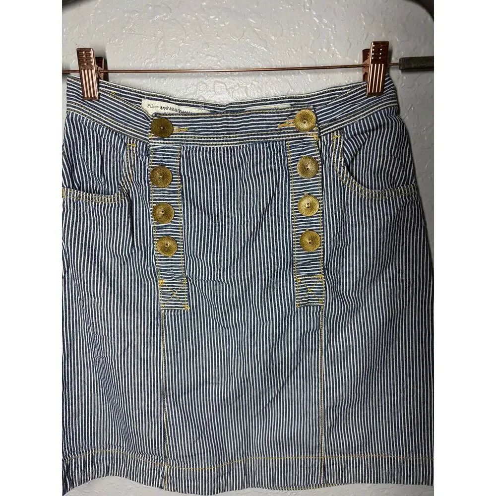 Anthropologie Pilcro and the Letterpress Striped Denim Skirt Sz 4
